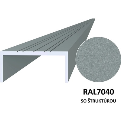 KVN ALUMINIUM Hliníkový U profil 50 x 22 x 6000 mm, štruktúra RAL 7040