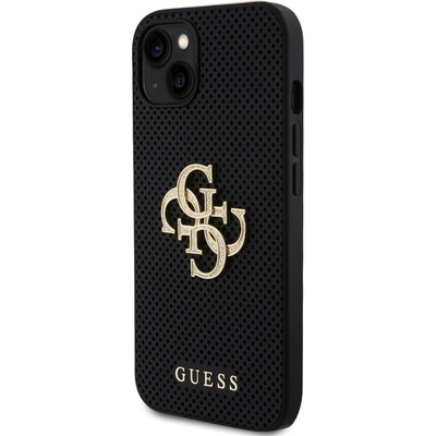 Guess PU Perforated 4G Glitter Metal Logo pro iPhone 15 Černý je kombinací PU kůže s jemnou perforací která nejen perfektně chrání Váš telefon ale také zdůrazňuje jeho desi