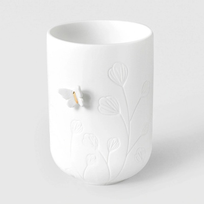 räder Porcelánový svícen na čajovou svíčku Butterfly on side, bílá barva, porcelán