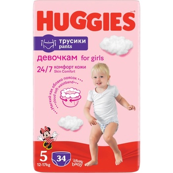 Huggies Пелени гащи Huggies Little Movers - Disney Girl, размер 5, 12-17 kg, 34 броя (5029053564272)