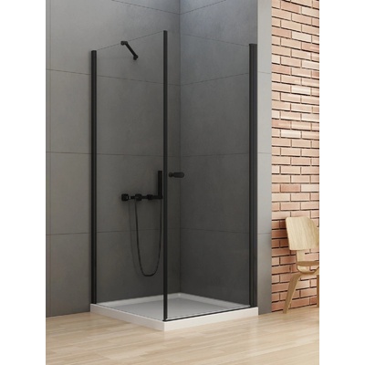 New Trendy D-0231A/D-0114B NEW SOLEO BLACK sprchový kút 90 x 80 cm, roh.držiak 90 x 80 cm čierna