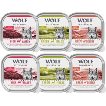 Wolf of Wilderness 6x300г говеждо, пуешко, агнешко, патешко Wolf of Wilderness, консервирана храна за кучета
