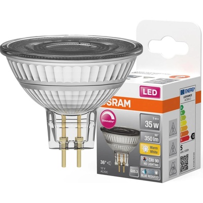 Osram LED žiarovka GU5.3 MR16 5W = 35W 350lm 2700K Warm 36° CRI90 12V SUPERSTAR+ Stmievateľná