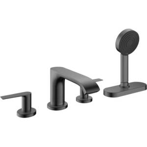 Hansgrohe Vivenis - Смесител за ръба на ваната, монтаж с 4 отвора, sBox, матиран черен хром 75444340 (75444340)