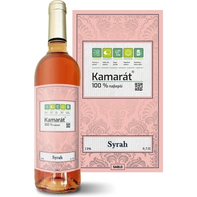 Sablio Kamarát Syrah ružové suché víno 12 % 0,75 l (čistá fľaša)