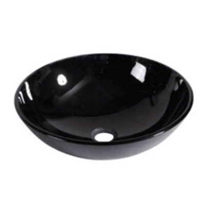Inter Ceramic Мивка за баня ICC 042В, монтаж върху плот, стъкло, черен, 42x42x13.5см (042В)
