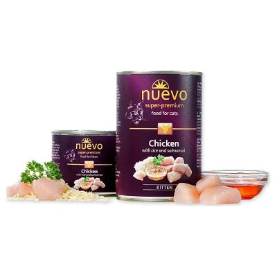 NUEVO Cat Kitten Chicken with rice and salmon oil 200 g