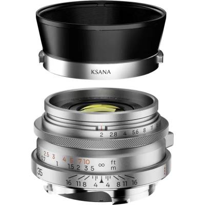 Syntex DZO Thypoch Ksana 35mm f/2 ASPH. Full-frame Photo Lens_with Lens Hood (Leica M, Silver Chrome)