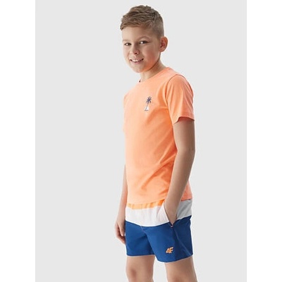 4F chlapecké plážové šortky typu boardshorts oranžové