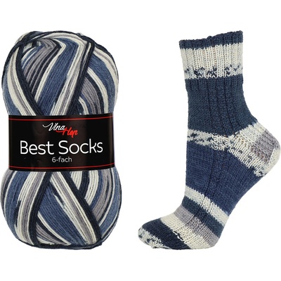 Vlna-hep Příze Best Socks 6-fach - ponožková - vlna Best Socks 6-fach: 6-fach - melír 7380