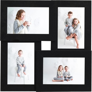 vidaXL Фоторамка колаж за 4 снимки (13x18 см), черна, МДФ (332775)
