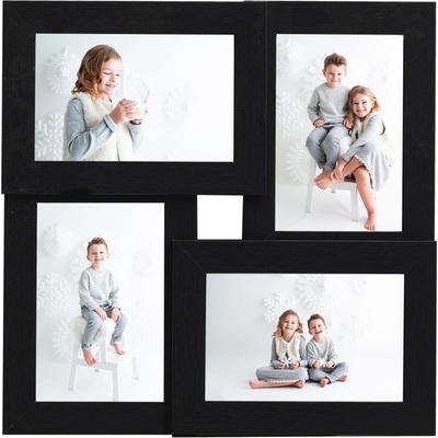 vidaXL Фоторамка колаж за 4 снимки (13x18 см), черна, МДФ (332775)