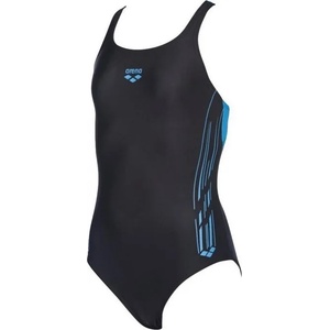 arena stamp swim pro back one piece junior black/turquoise 22