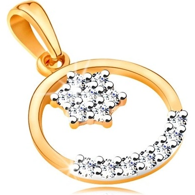 Šperky Eshop Zlatý přívěsek tenký kroužek, blýskavý kvítek a oblouk z čirých zirkonků S3GG195.28