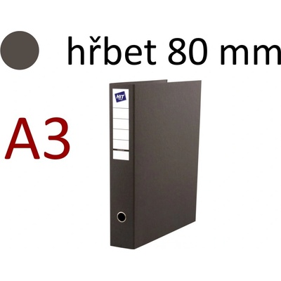 Hit Office pořadač pákový A3 na výšku, 80 mm tmavě šedý – Zboží Živě