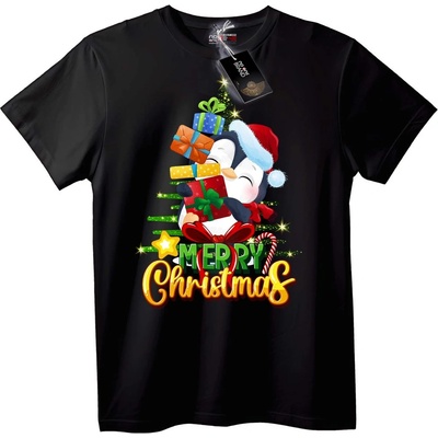 NOONEBRAND Тениска Весела Коледа Пингвин - 2XL, White