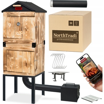 TRENDIE Udírna XXL dřevěná s kovovou střechou