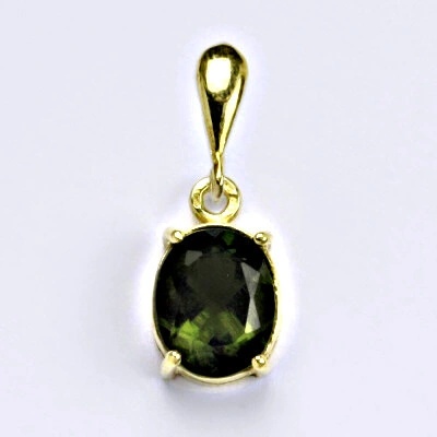 Čištín Zlatý přívěšek s přírodním vltavínem ,žluté i bílé zlato P 1242 22