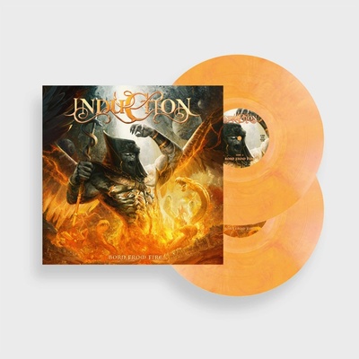 INDUCTION - BORN FROM FIRE - YELLOW/ RED MARBLED LP