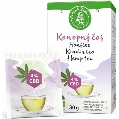 Zelená Země CBD Konopný čaj 4% vrecúškový 30 g