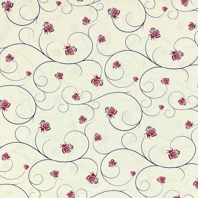 Dekorační látka SONJA krémová, růže a černý ornament, š.160