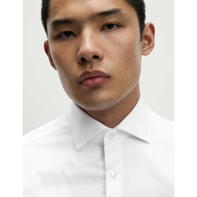 Marks & Spencer Луксозна памучна риза с двойни маншети с тясна кройка Marks & Spencer в бяло Marks & Spencer | Byal | МЪЖЕ | S