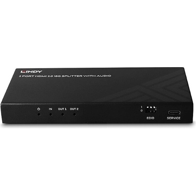 Lindy HDMI 8K60 сплитер с 2 порта, аудио и намаляване на мащаба, Lindy 38534 (38534)