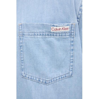 Calvin Klein Памучна риза Calvin Klein Jeans в синьо със стандартна кройка с класическа яка LV040BM796 (LV040BM796)