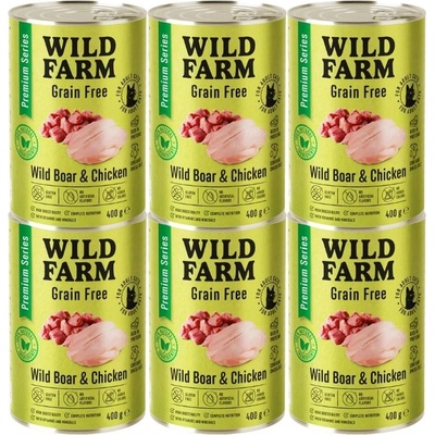 WILD FARM Premium Grain Free Wild Boar and Chicken 6x400g - беззърнена храна за котки