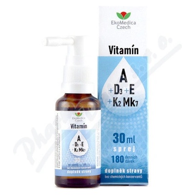 EkoMedica Vitamín A+D3+E+K2 Mk7 sprej 30 ml