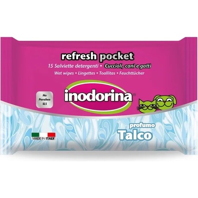 Inodorina Refresh Pocket - Мокри кърпички Талк 15 бр