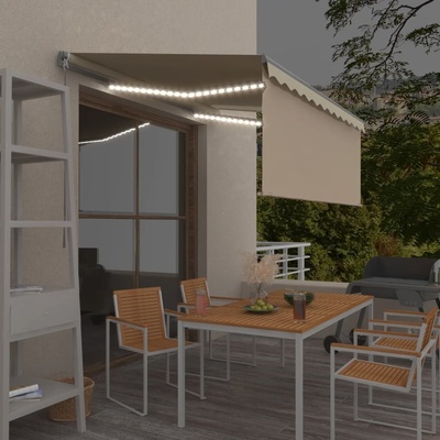 VidaXL Ručně zatahovací markýza s roletou a LED 3 x 2,5 m krémová