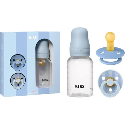 BIBS Подаръчен сет BIBS - Baby Sprinkle, бутилка, 150 ml + 2 залъгалки, 0-6 м, Baby Blue (7500143)