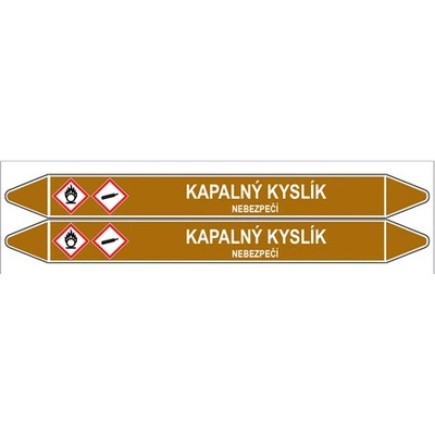 Značení potrubí, kapalný kyslík,2 ks, 450 × 52 mm PZ 008193