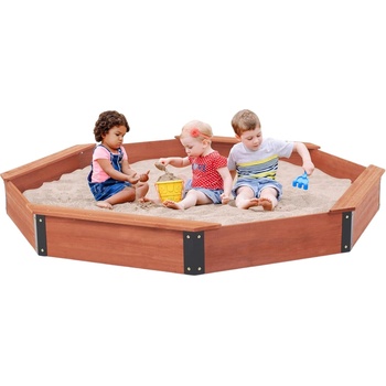 Ginger Home Дървен детски пясъчник Ginger Home - Octagon, Водоустойчиво Покривало (2433)