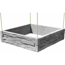 Barigadi Vyvýšený záhon betónový 100 x 100 cm výška 25 cm vzor štiepaný kameň prírodná šedá