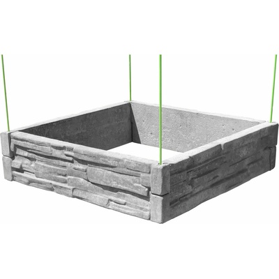 Barigadi Vyvýšený záhon betónový 100 x 100 cm výška 25 cm vzor štiepaný kameň prírodná šedá