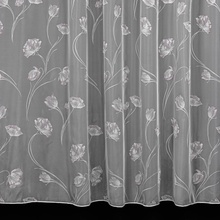 Mantis voálová záclona 24607/23, růžové květy na bílé, s olůvkem, výška 140cm ( v metráži)
