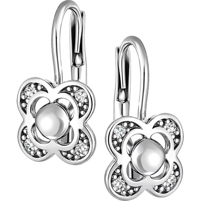 Zlaton Náušnice bílé zlato čtyřlístek s kamenem 1.5cm 1.65g 000832508224