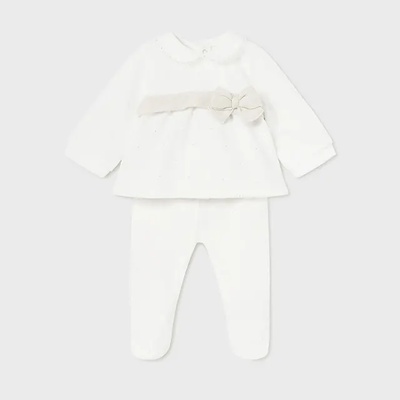 Mayoral Комплект с ританки за новородено момиче в мръсно бял цвят Майорал