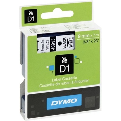 Dymo D1 40913, S0720680 / 41913, 9 mm x 7 m, čierna tlač/biely podklad, originálna páska