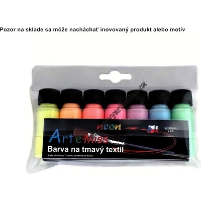 Farba na textil tmavý sada 7 ks 12 g neon