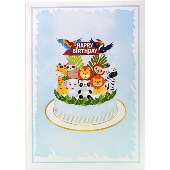 Kiriori Поздравителна картичка Kiriori Pop-up - Торта с животни (CSBBD048PAEN)