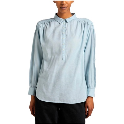 Lee Pintucked Relaxed Long Sleeve Blouse - Blue
