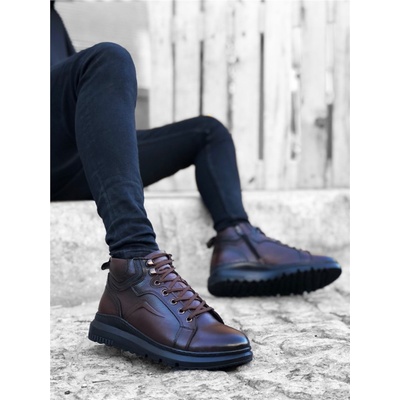 BOA Shoes Мъжки спортни боти от естествена кожа ba0144 - Кафяви #365063 (365063_Тъмно кафяв)