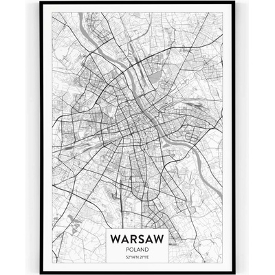 Plakát / Obraz Mapa Warsaw 50 x 70 cm Pololesklý saténový papír