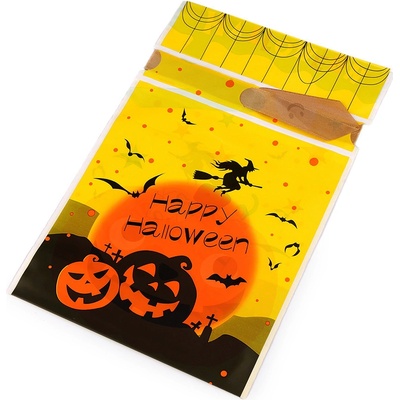 Prima-obchod Sáček s atlasovou stuhou Halloween 15x22,5 cm, barva 2 žlutá černá