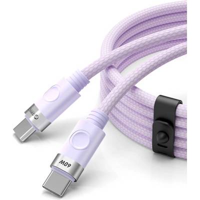 ORICO Здрав кабел с въжена оплетка и бързо зареждане за устройства с USB-C порт - Orico USB-C to USB-C Fast Charging Cable 60W (100 см) (лилав) (CDX)