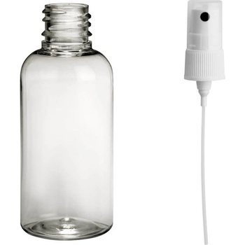 Via Plastová lahvička čirá s bílým kosmetickým rozprašovačem 50 ml