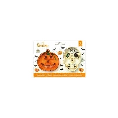 Plastové vykrajovače – set 2 ks (lebka a tekvica) - Decora - Decora